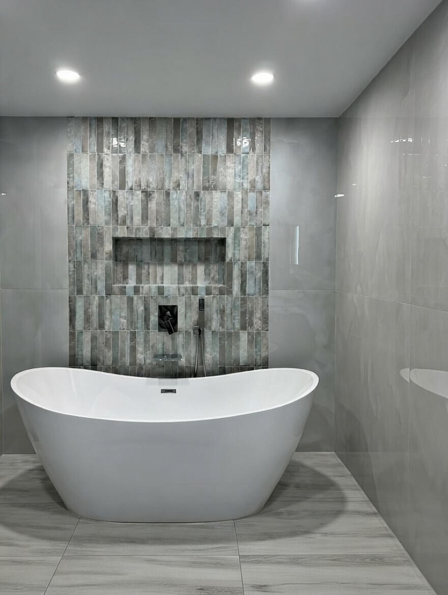 Glass Mosaic Wall with Custom Built Niche