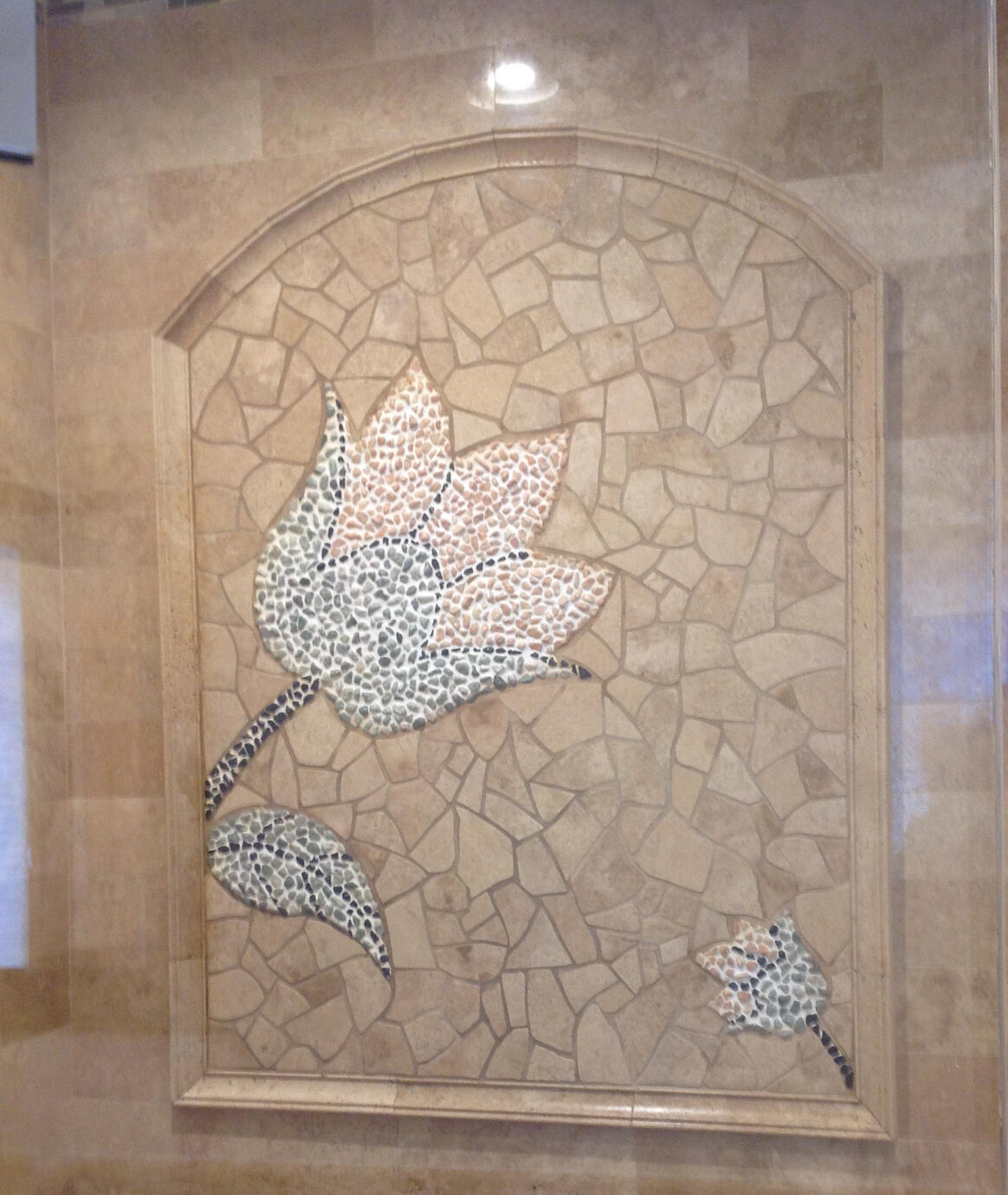Mosaic and Pebble Shower Wall Inlay