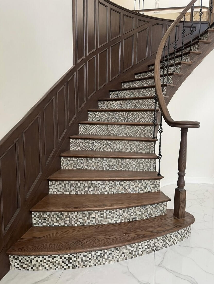 Mosaic Tiled Stair Risers